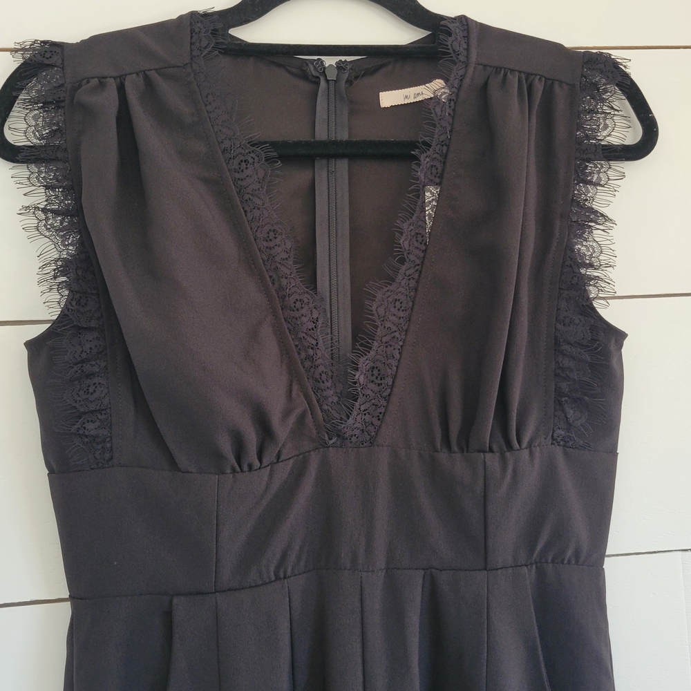 Francesca's Mi Ami Black Jumpsuit with Lace Detail Small